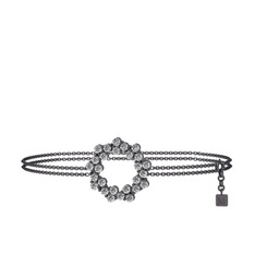 Lily Bilezik - Swarovski 925 ayar siyah rodyum kaplama gümüş bilezik (40 cm gümüş rolo zincir) #n6ta30