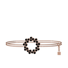 Lily Bilezik - Siyah zirkon 8 ayar rose altın bilezik (40 cm gümüş rolo zincir) #p4dgol