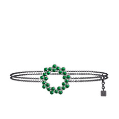 Lily Bilezik - Yeşil kuvars 8 ayar beyaz altın bilezik (40 cm gümüş rolo zincir) #px90io