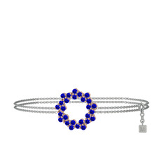 Lily Bilezik - Lab safir 14 ayar rose altın bilezik (40 cm beyaz altın rolo zincir) #rusgtp