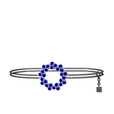 Lily Bilezik - Lab safir 14 ayar beyaz altın bilezik (40 cm gümüş rolo zincir) #sio5iw