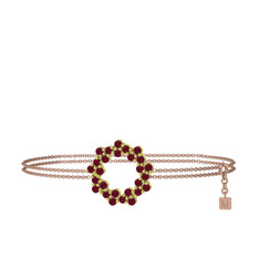 Kök yakut 18 ayar altın bilezik (40 cm rose altın rolo zincir)