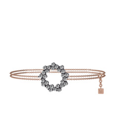 Lily Bilezik - Swarovski 925 ayar siyah rodyum kaplama gümüş bilezik (40 cm rose altın rolo zincir) #uacmpc