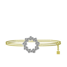 Swarovski 925 ayar gümüş bilezik (40 cm altın rolo zincir)
