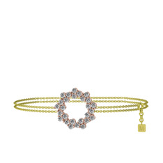 Lily Bilezik - Beyaz zirkon 18 ayar rose altın bilezik (40 cm altın rolo zincir) #w2xn78