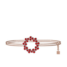 Garnet 925 ayar gümüş bilezik (40 cm rose altın rolo zincir)