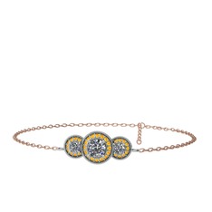 Swarovski ve sitrin 925 ayar gümüş bilezik (17 cm rose altın rolo zincir)