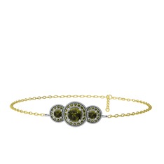 Elia Tria Bilezik - Peridot 925 ayar gümüş bilezik (17 cm altın rolo zincir) #1eg7hrm
