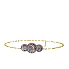 Elia Tria Bilezik - Beyaz zirkon ve garnet 8 ayar beyaz altın bilezik (17 cm altın rolo zincir) #1h1r15v