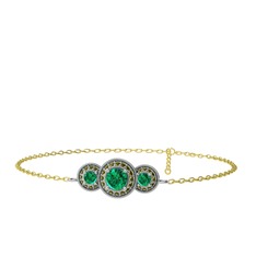 Yeşil kuvars ve peridot 925 ayar gümüş bilezik (17 cm altın rolo zincir)