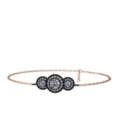 Elia Tria Bilezik - Swarovski ve pırlanta 925 ayar siyah rodyum kaplama gümüş bilezik (0.462 karat, 17 cm gümüş rolo zincir) #1ncmpr8