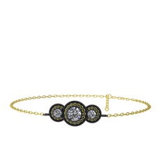 Elia Tria Bilezik - Pırlanta ve peridot 925 ayar siyah rodyum kaplama gümüş bilezik (1.5 karat, 17 cm altın rolo zincir) #1rhpoap