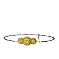 Elia Tria Bilezik - Sitrin ve peridot 18 ayar altın bilezik (17 cm gümüş rolo zincir) #1sobjf2