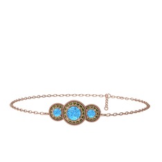 Elia Tria Bilezik - Akuamarin ve peridot 18 ayar rose altın bilezik (17 cm rose altın rolo zincir) #1tne287