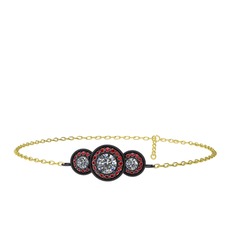 Elia Tria Bilezik - Pırlanta ve garnet 925 ayar siyah rodyum kaplama gümüş bilezik (1.5 karat, 17 cm gümüş rolo zincir) #1ye4ung