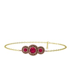 Elia Tria Bilezik - Rodolit garnet ve dumanlı kuvars 18 ayar rose altın bilezik (17 cm gümüş rolo zincir) #3j1inw