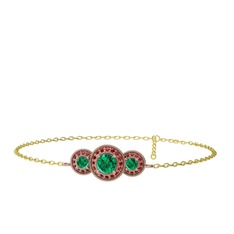 Elia Tria Bilezik - Yeşil kuvars ve garnet 14 ayar rose altın bilezik (17 cm altın rolo zincir) #6r9ghe