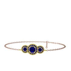 Lab safir 8 ayar altın bilezik (17 cm rose altın rolo zincir)