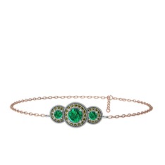Elia Tria Bilezik - Yeşil kuvars ve peridot 18 ayar beyaz altın bilezik (17 cm rose altın rolo zincir) #bry5mu