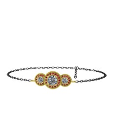 Pırlanta ve garnet 8 ayar altın bilezik (1.5 karat, 17 cm gümüş rolo zincir)