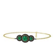 Elia Tria Bilezik - Yeşil kuvars ve peridot 925 ayar siyah rodyum kaplama gümüş bilezik (17 cm altın rolo zincir) #igf9i6