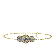 Elia Tria Bilezik - Swarovski ve sitrin 925 ayar gümüş bilezik (17 cm altın rolo zincir) #tzd2kc