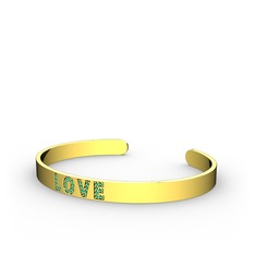 Love Bileklik - Yeşil kuvars 925 ayar altın kaplama gümüş bilezik #1gbkw18