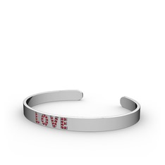 Garnet 14 ayar beyaz altın bilezik