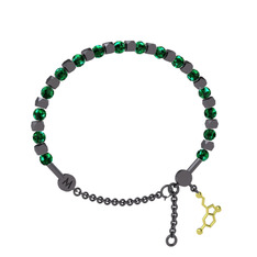 Yeşil kuvars 925 ayar siyah rodyum kaplama gümüş bilezik