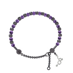 Mitra Serotonin Bilezik - Ametist 925 ayar siyah rodyum kaplama gümüş bilezik #1dngz24