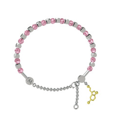 Pembe kuvars 18 ayar beyaz altın bilezik