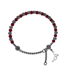 Mitra Serotonin Bilezik - Kök yakut 925 ayar siyah rodyum kaplama gümüş bilezik #81stnm