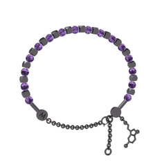 Mitra Serotonin Bilezik - Ametist 925 ayar siyah rodyum kaplama gümüş bilezik #aau5mc