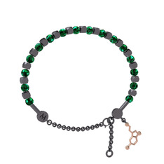 Mitra Serotonin Bilezik - Yeşil kuvars 925 ayar siyah rodyum kaplama gümüş bilezik #f2e99b