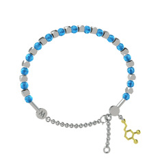 Akuamarin 8 ayar beyaz altın bilezik