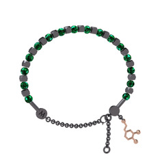 Mitra Dopamin Bilezik - Yeşil kuvars 925 ayar siyah rodyum kaplama gümüş bilezik #1fevlu