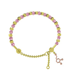 Pembe kuvars 8 ayar altın bilezik