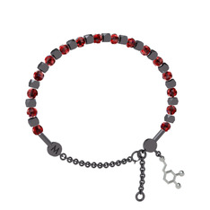 Mitra Dopamin Bilezik - Garnet 925 ayar siyah rodyum kaplama gümüş bilezik #1un3qcm