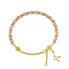 Mitra Dopamin Bilezik - Pembe kuvars 925 ayar altın kaplama gümüş bilezik #55aazw