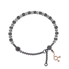 Mitra Dopamin Bilezik - Beyaz zirkon 925 ayar siyah rodyum kaplama gümüş bilezik #7bi27o