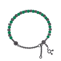 Mitra Dopamin Bilezik - Kök zümrüt 925 ayar siyah rodyum kaplama gümüş bilezik #9o9c7j