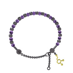 Mitra Dopamin Bilezik - Ametist 925 ayar siyah rodyum kaplama gümüş bilezik #ecuorc