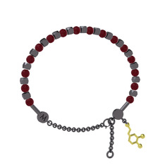 Mitra Dopamin Bilezik - Kök yakut 925 ayar siyah rodyum kaplama gümüş bilezik #k3elfk