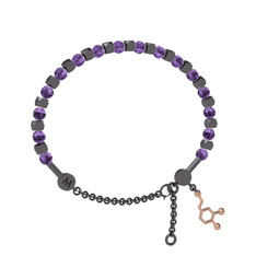 Mitra Dopamin Bilezik - Ametist 925 ayar siyah rodyum kaplama gümüş bilezik #ldpzdx