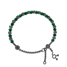 Mitra Dopamin Bilezik - Yeşil kuvars 925 ayar siyah rodyum kaplama gümüş bilezik #opm1g7