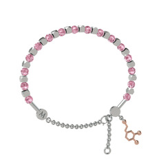 Mitra Dopamin Bilezik - Pembe kuvars 8 ayar beyaz altın bilezik #sx31y
