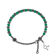 Mitra Dopamin Bilezik - Kök zümrüt 925 ayar siyah rodyum kaplama gümüş bilezik #xqne4j