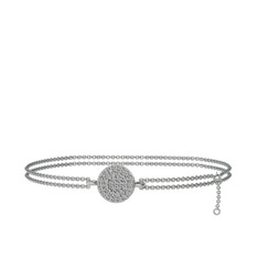 Geum Daire Bilezik - Swarovski 18 ayar beyaz altın bilezik (40 cm gümüş rolo zincir) #13t3a7t