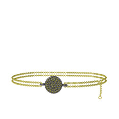 Geum Daire Bilezik - Peridot 925 ayar siyah rodyum kaplama gümüş bilezik (40 cm altın rolo zincir) #13uc1ro