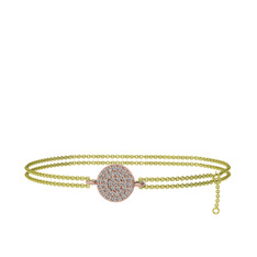 Geum Daire Bilezik - Swarovski 18 ayar rose altın bilezik (40 cm altın rolo zincir) #15b8ev